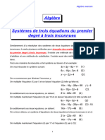 Algebre 9 Systemes de Trois Equations Du Premier Degre A Trois Inconnues