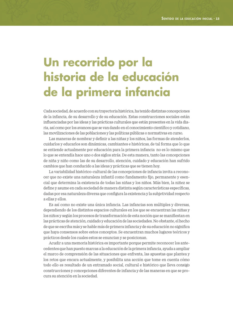 Historia de la Educación Infantil | PDF | Educación de la primera infancia