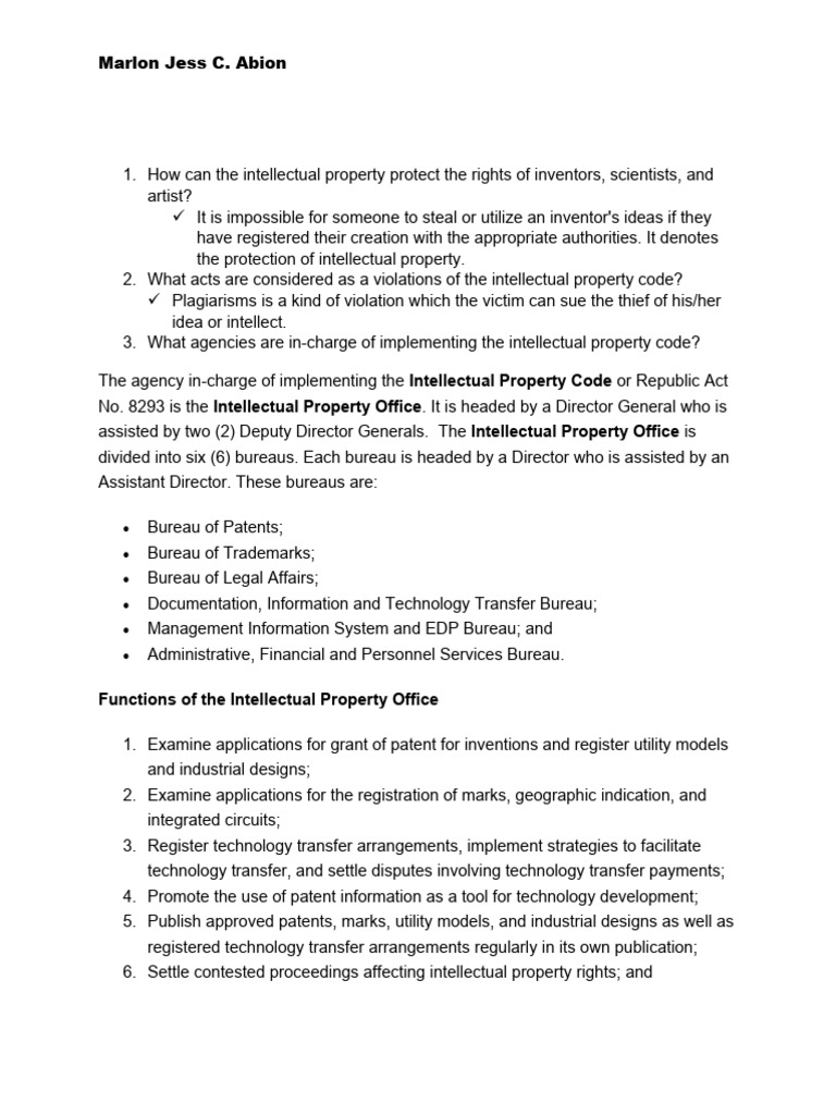 How Can The Intellectual Property Protect The Rights of Inventors | PDF