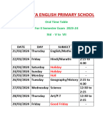 Time Table For II Sem Oral