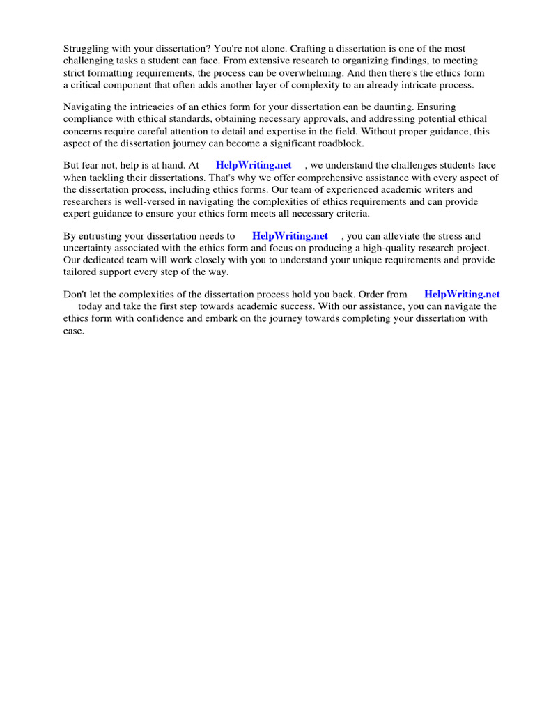 Ethics Form for Dissertation Template | PDF | Informed Consent | Nursing