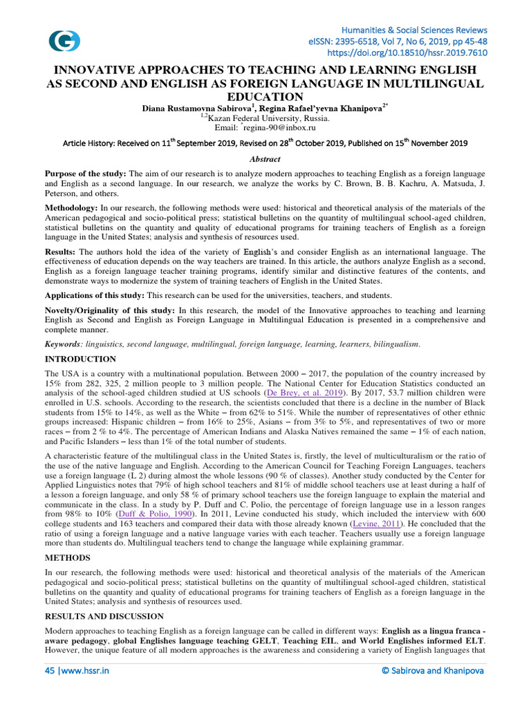 Innovative Approaches To Teaching and Learning English | PDF | English ...