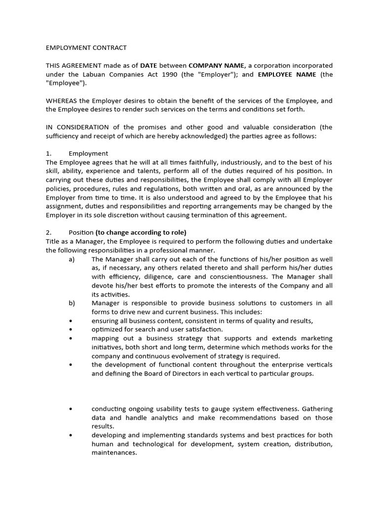 Employment Contract and Salary Terms | PDF | Employment | Salary