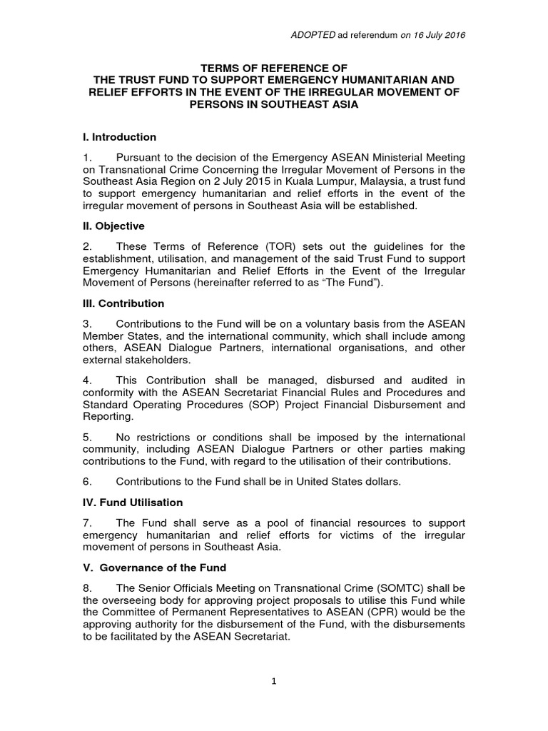 ToR of The Trust Fund For Humanitarian Relief Efforts ADOPTED Ad Ref On ...