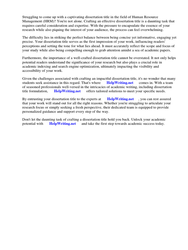 Free Hrm Dissertation Titles | Hr Management Dissertation Topics – MIQG