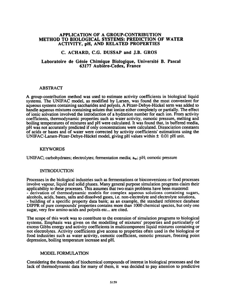 Group-Contribution Method in Biology | PDF | Ph | Solvation