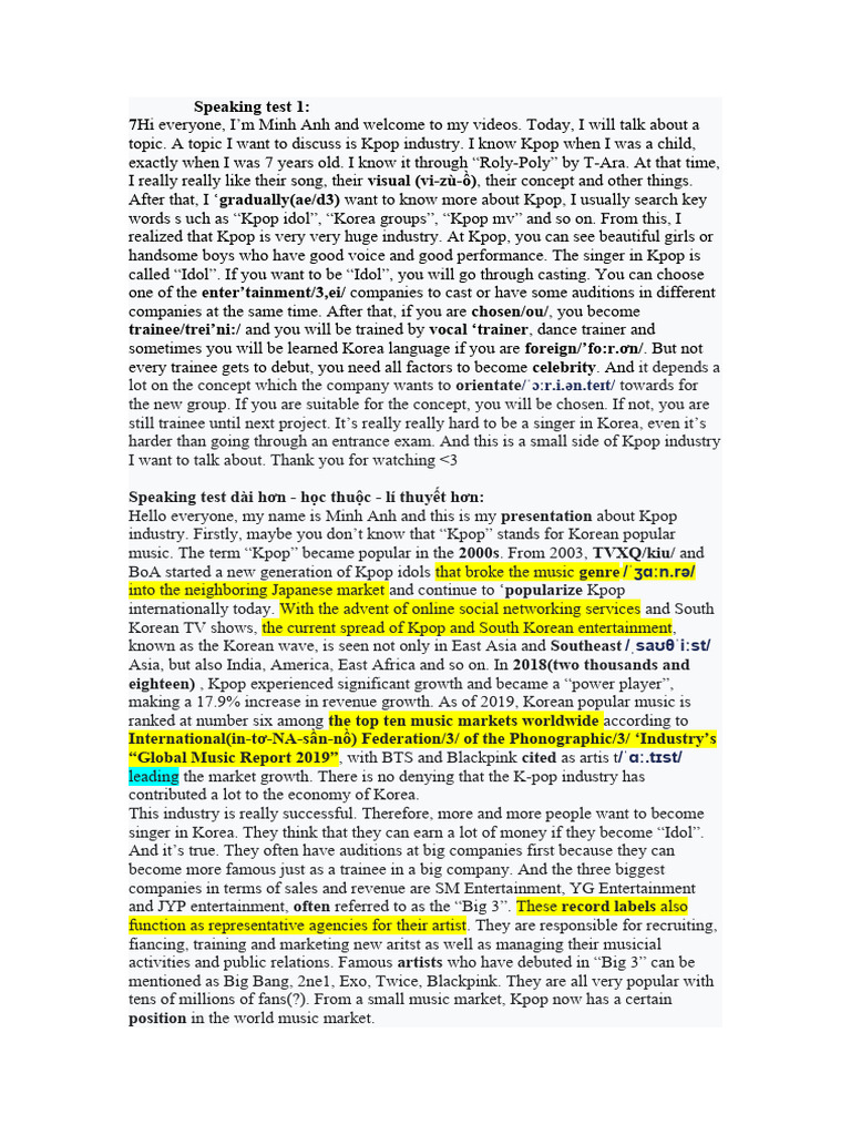 Speaking - Kpop Industry | Download Free PDF | Entertainment