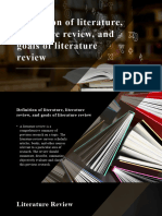 Definition of Literature, Literature Review, and Goals of Literature Review