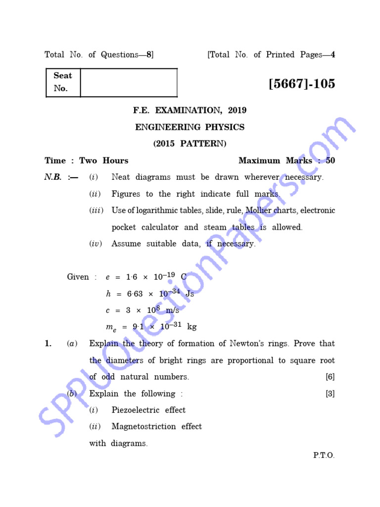 Be - First Year Fe Engineering - Semester 2 - 2019 - November ...