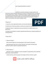 Summer Project Proposal On Organizational Behavior Analysis