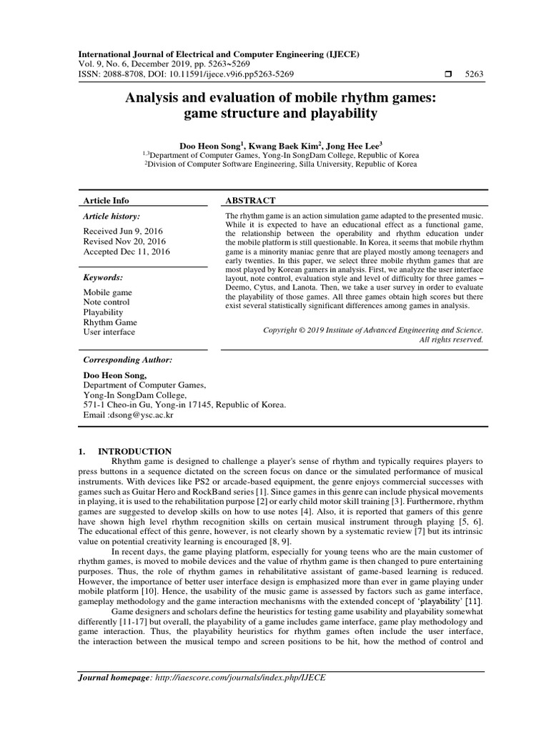 Analysis and Evaluation of Mobile Rhythm Games Gam | PDF | Usability