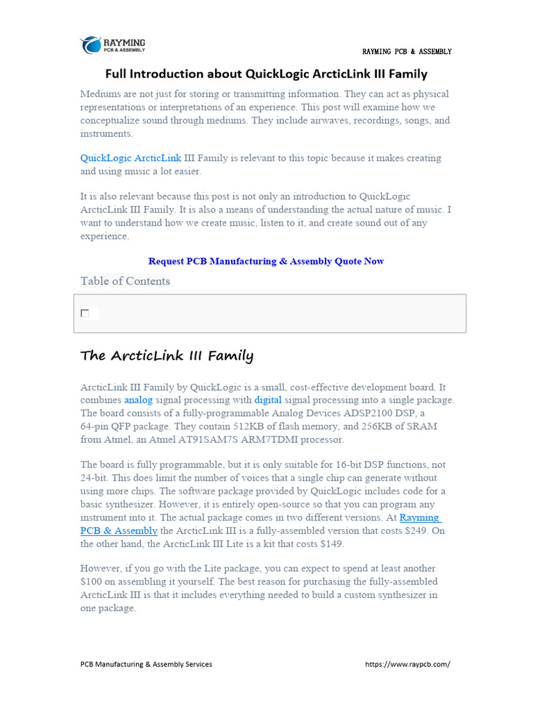 Full Introduction About QuickLogic ArcticLink III Family | PDF
