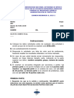 Examen Ordinario A de Administración de Proyectos 2023-2