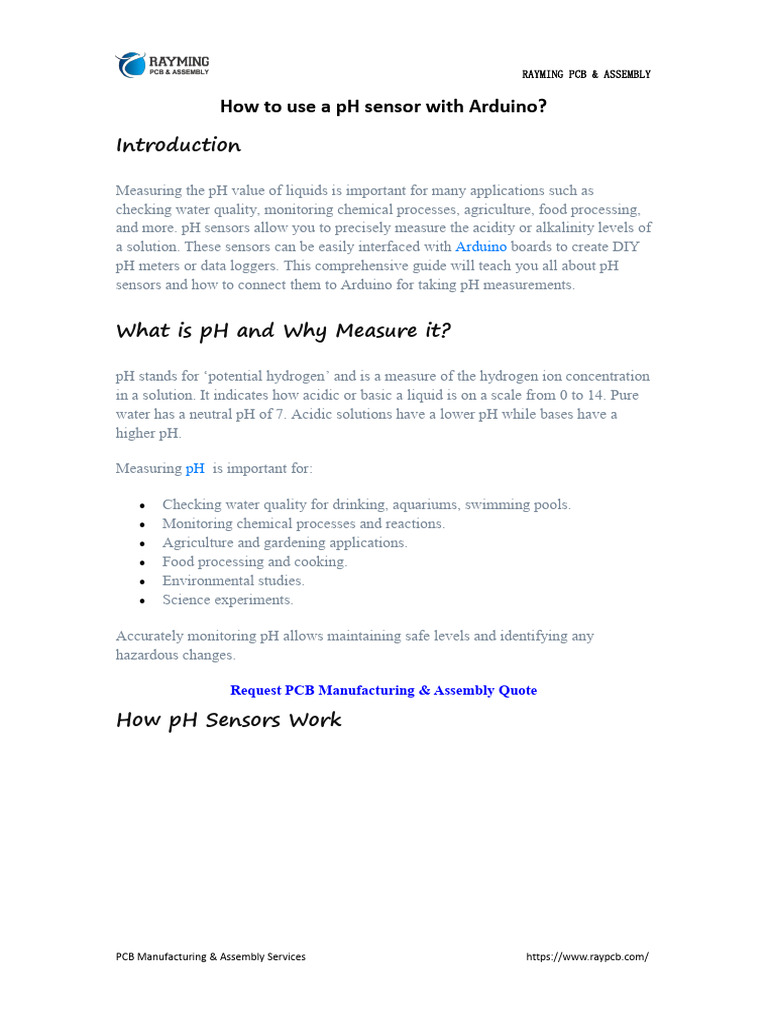 How To Use A PH Sensor With Arduino | Descargar gratis PDF | Ph | Arduino