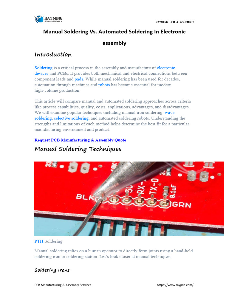 Manual vs. Automated Soldering Techniques | PDF | Soldering | Printed ...