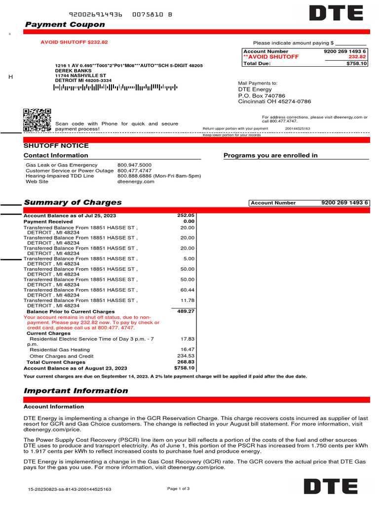 DTE Energy Bill and Payment Information | PDF | Credit Card