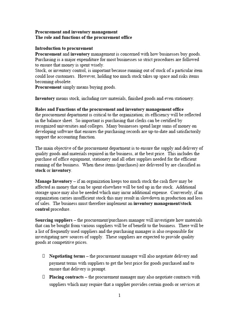 Procurement and Inventory Management Guide | PDF | Procurement | Inventory