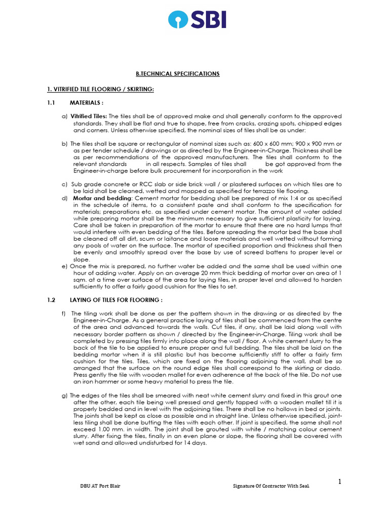Technical SpeC. For Interior, Civil, DBU | PDF | Brick | Drywall