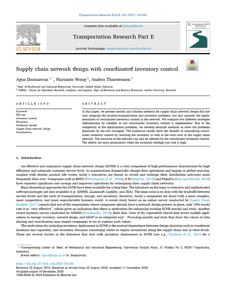 Coordinated Inventory in Supply Chain Design | PDF | Inventory | Business