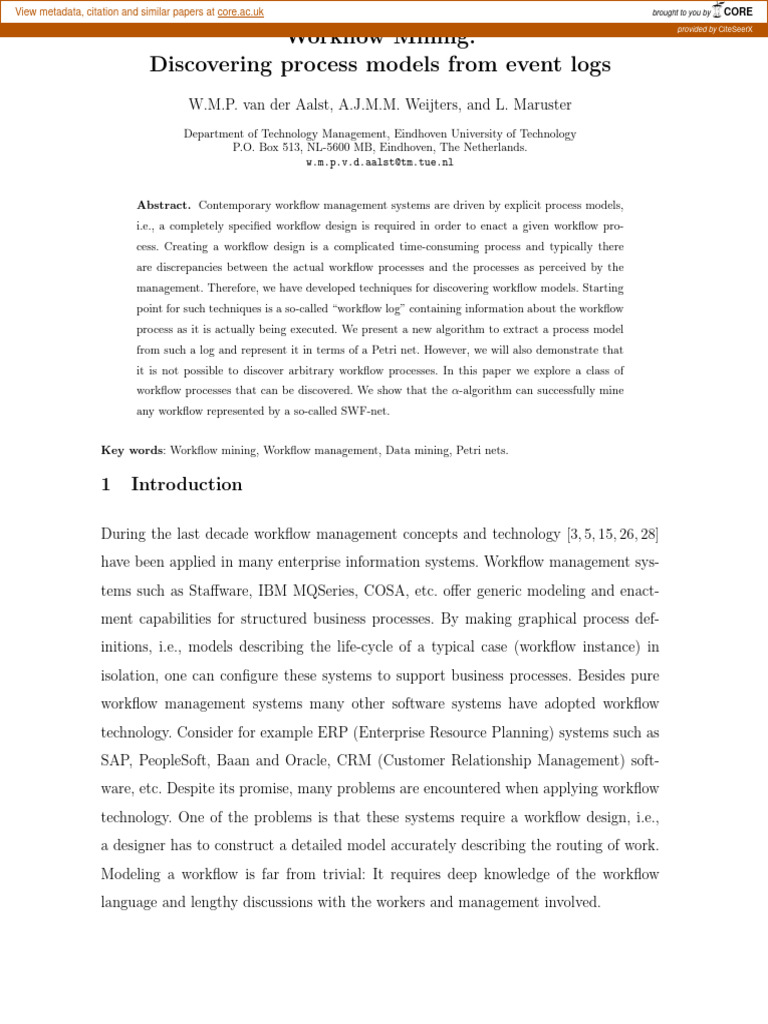 Workflow mining pdf customer relationship management