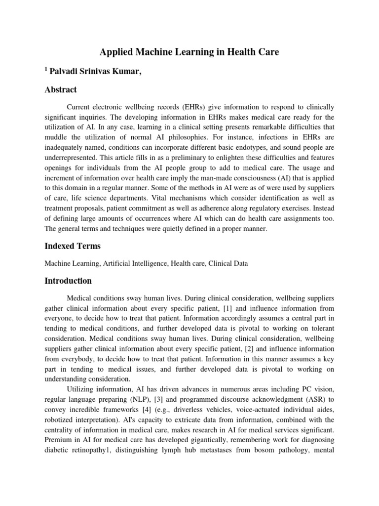 AI and Machine Learning in Healthcare | PDF | Artificial Intelligence ...