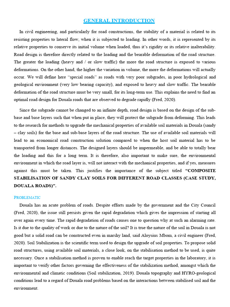 Optimizing Sandy Clay Soil for Douala Roads | PDF | Soil | Water