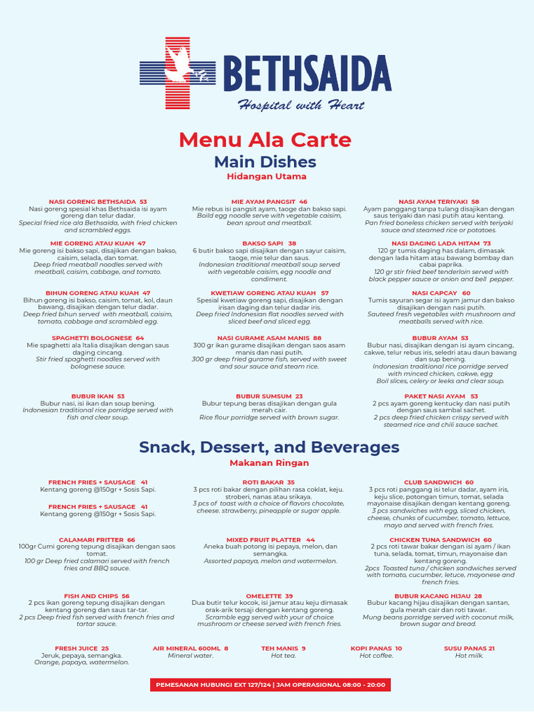 Menu Ala Carte Bethsaida | PDF | Indonesian Cuisine | Foods