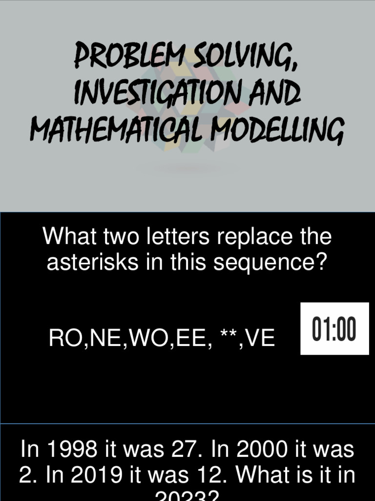 Problem solving investigation and mathematical modelling pdf