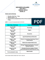 Date-Sheet & Syllabus For UT-1 Grade XI (2023-24)