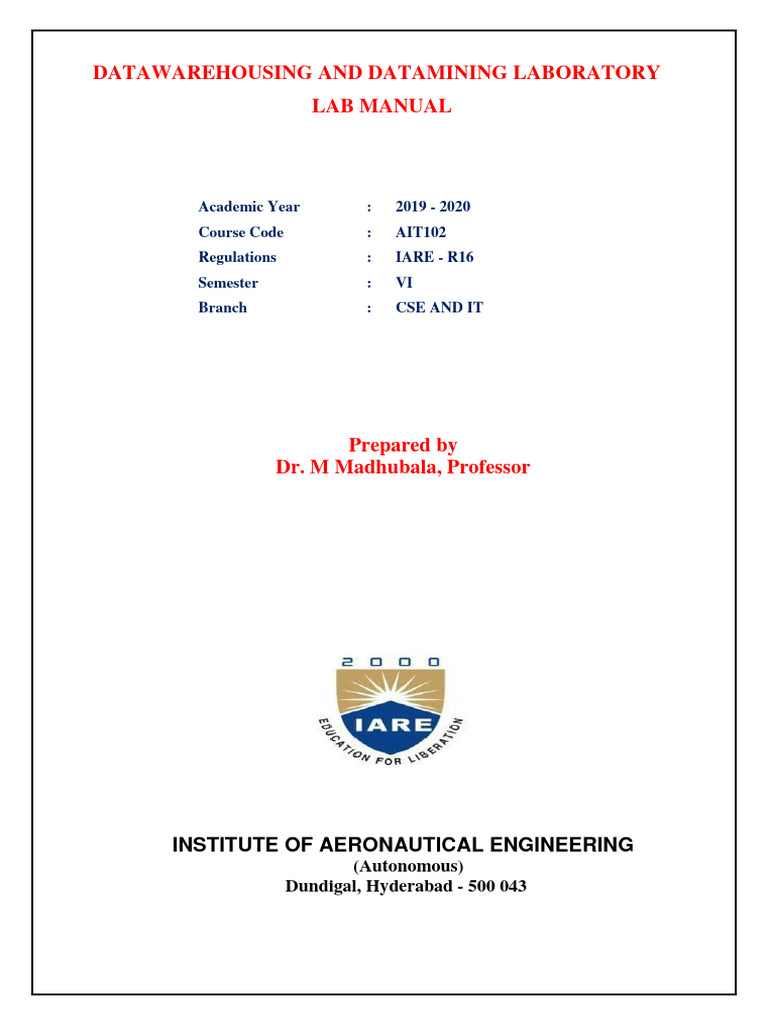 DWDM Laboratory Manual 2019-2020 | PDF | Matrix (Mathematics) | Engineering