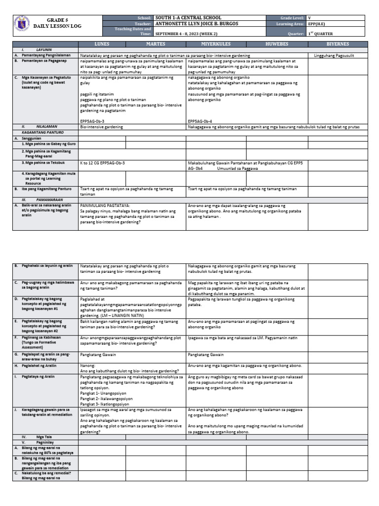 DLL - Epp 5 - Q1 - W2 | PDF