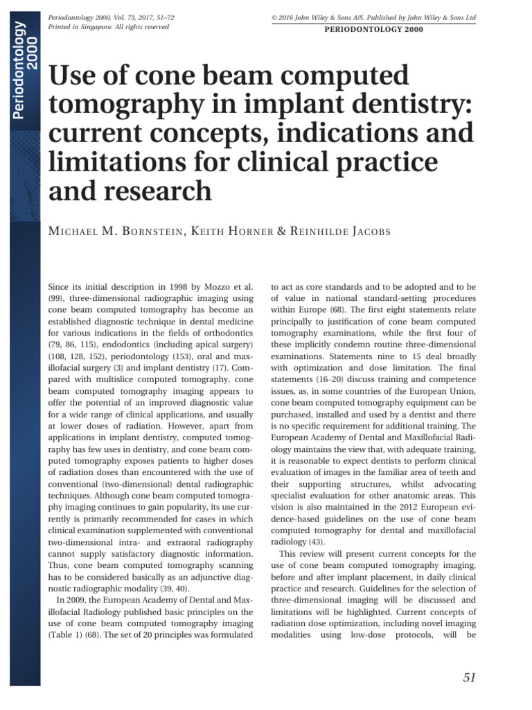 Cbct and implant dentistry bornstein et al 2017 periodontology