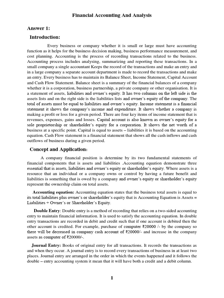 Financial Accounting And Analysis Assignment Pdf Depreciation