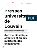 Presses Universitaires de Louvain: Activité Didactique Effective Et Enjeux Subjectifs Des Enseignants