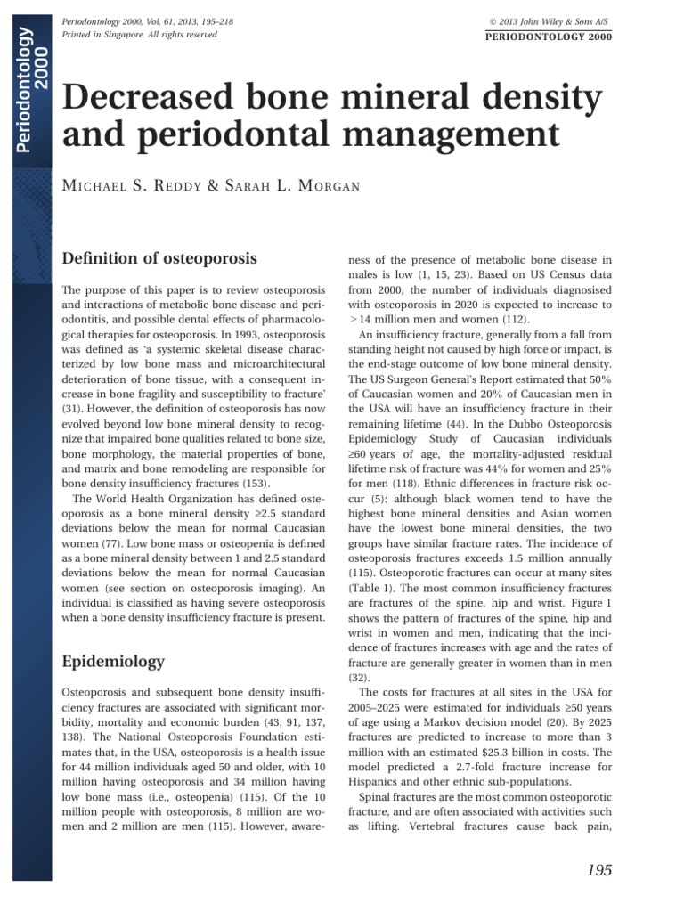 Reddy Et Al-2013-Periodontology 2000 | PDF | Osteoporosis | Vitamin D