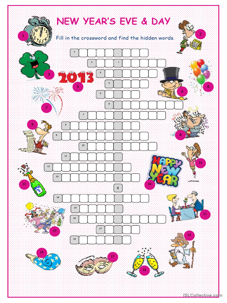 new year's eve &day crossword puzzle | pdf | puzzles | word puzzles