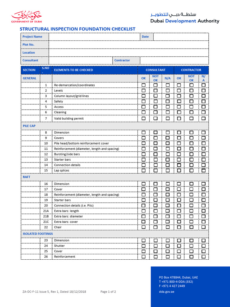 Structural Foundation Inspection Checklist | PDF | Deep Foundation ...