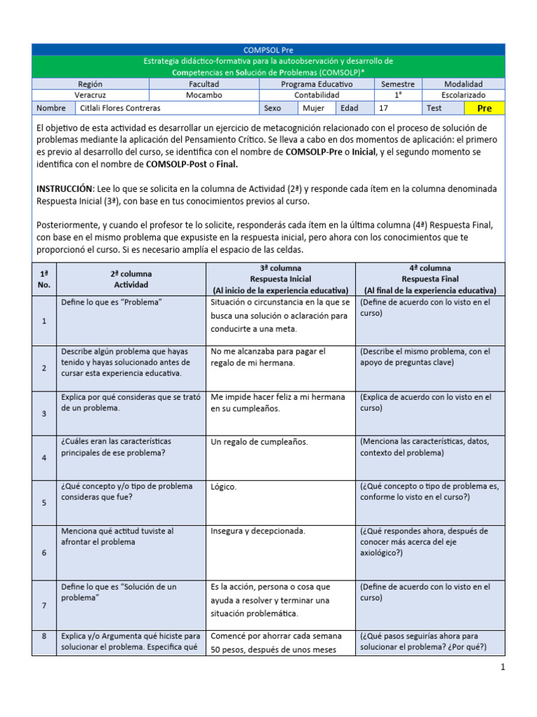 Act 01 Flores Citlali | PDF | Evaluación | Aprendizaje