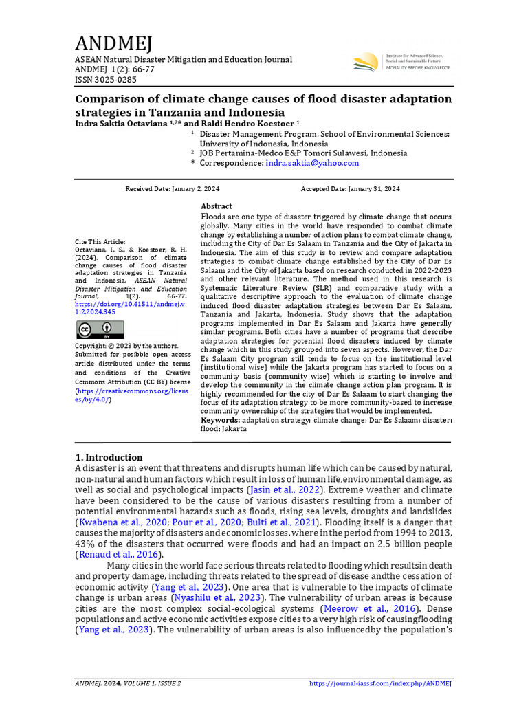 Comparison of Climate Change Causes of Flood Disaster Adaptation ...