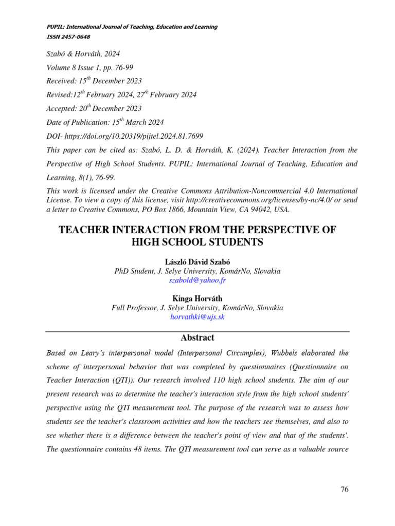 Teacher Interaction in Hong Kong Classrooms | PDF | Teachers | Cronbach ...