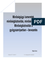 Minőségügyi Ismeretek Bevezetés A Gyógyszeripari Minőségbiztosításba I Évf Alapképzés 2017 Okt