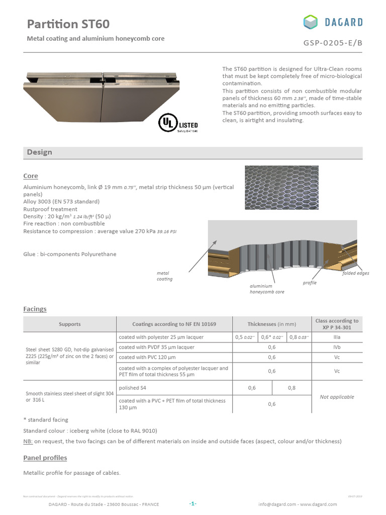 ST60 Partition for Ultra-Clean Rooms | PDF | Metals | Wall