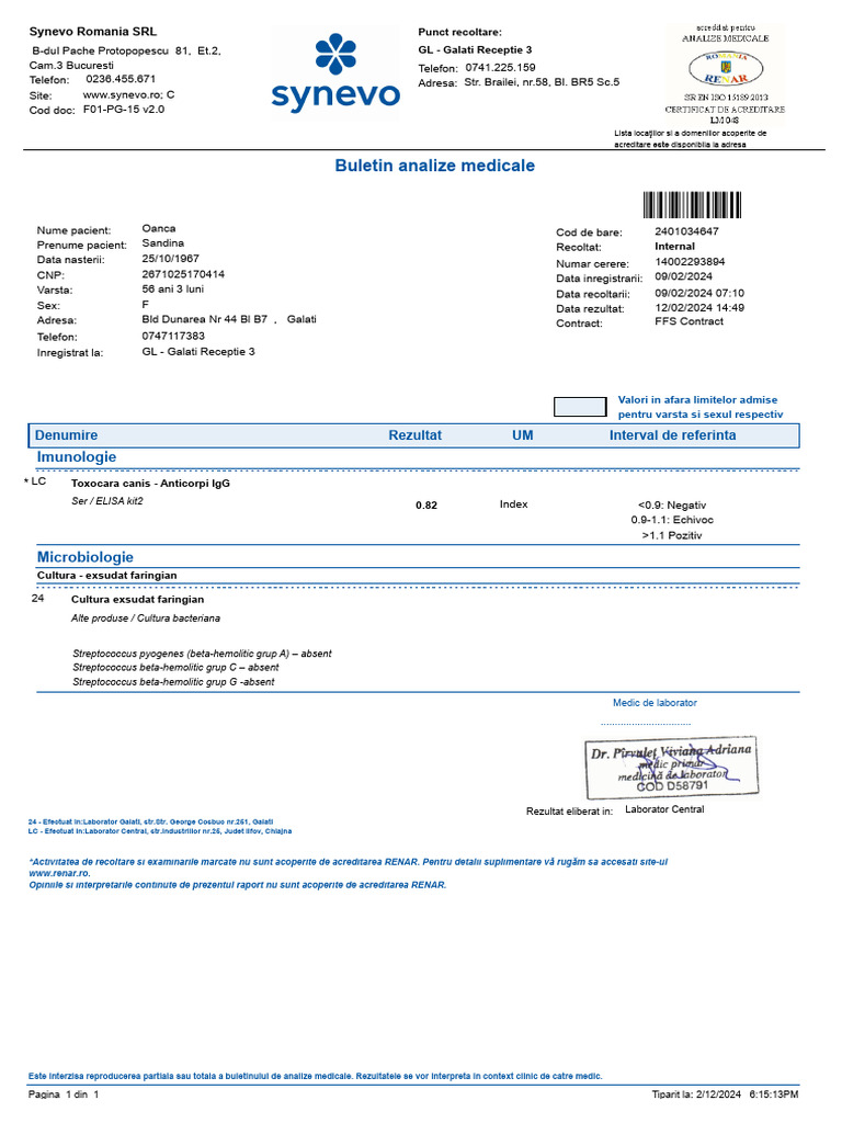 Buletin Analize Medicale: (Etjjlidsbh) | PDF