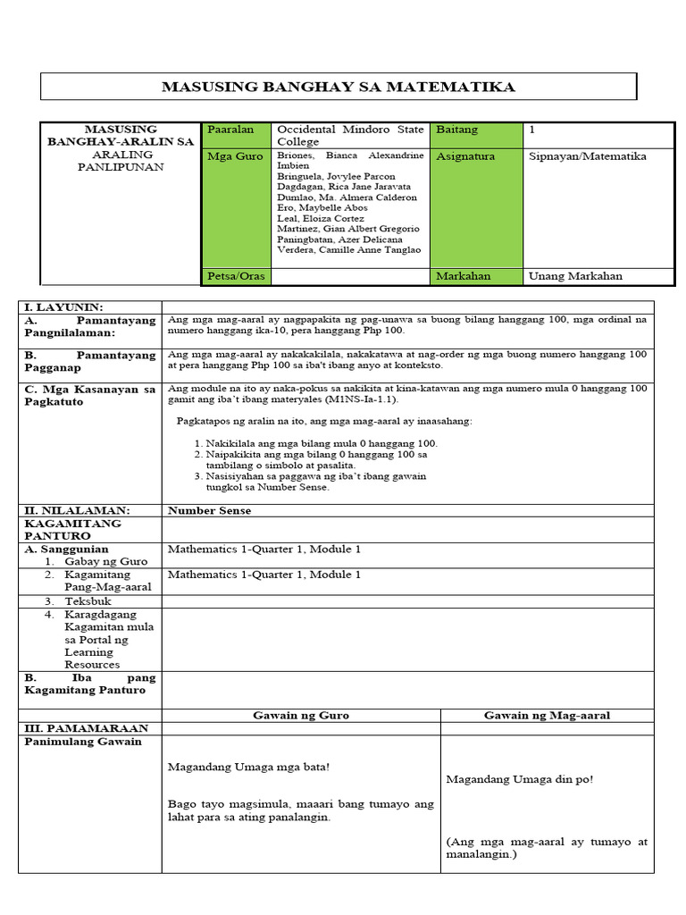 Masusing Banghay Sa Matematika 2 1 | PDF