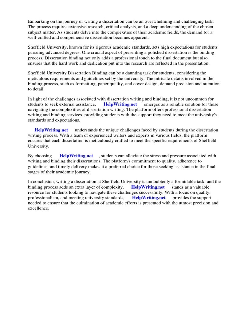 Sheffield University Dissertation Binding | PDF | Thesis | Bookbinding