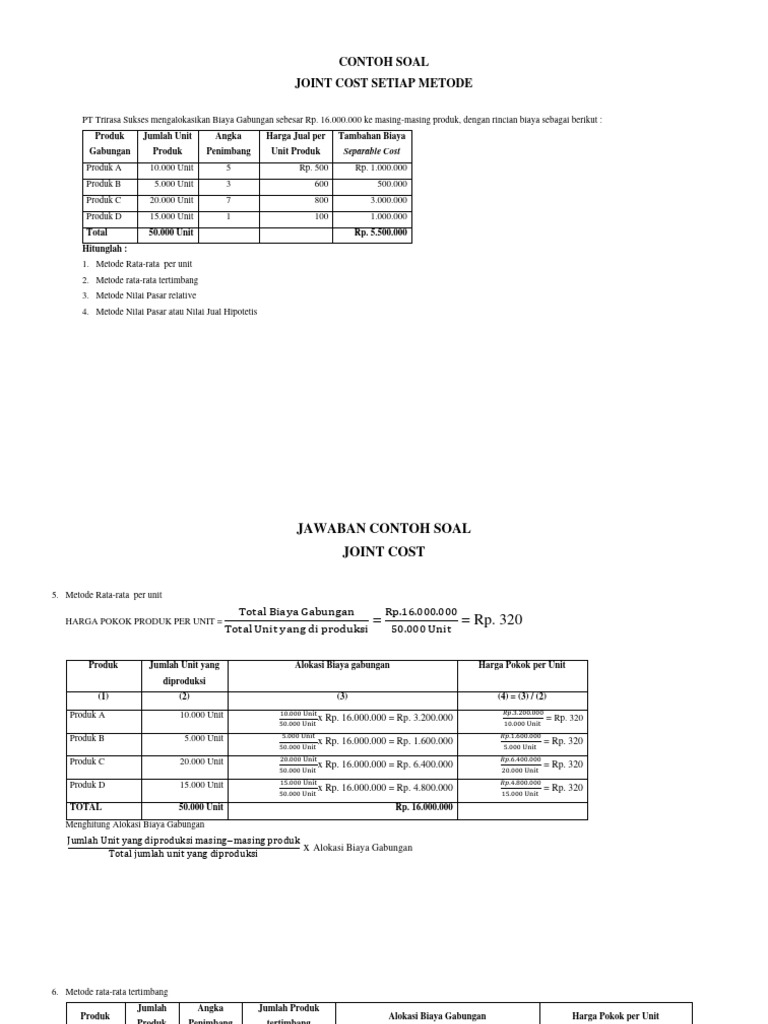 Contoh Soal Dan Jawaban Joint Cost Full Pdf