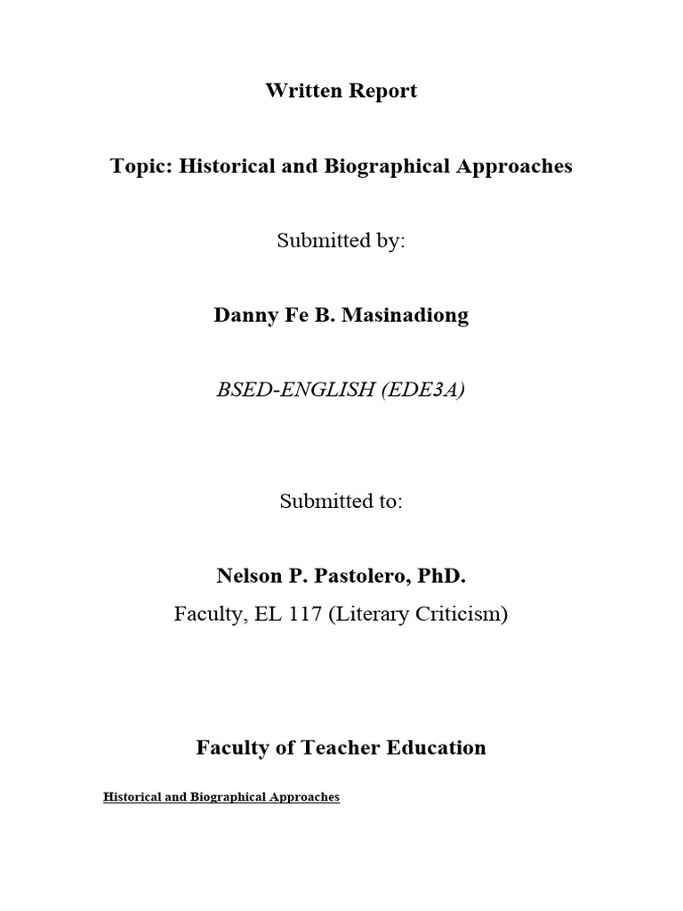 Historical and Biographical Literary Analysis | PDF | Writers | Intention