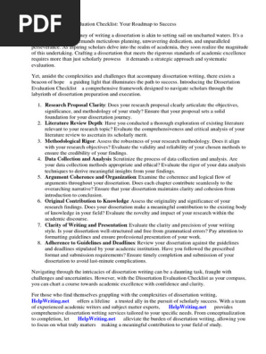 Dissertation Evaluation Checklist