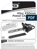 45cc 450mm Petrol Chainsaw: Instructions For
