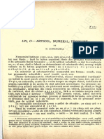 Zdrenghea, M., Un, o - Articol, Numeral, Pronume, Limba Romana, Anul IX, Nr. 5, 1960, P. 37-39
